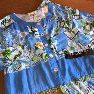 PARADISO Hawaiian Postcard Skirt and Crop Jacket M